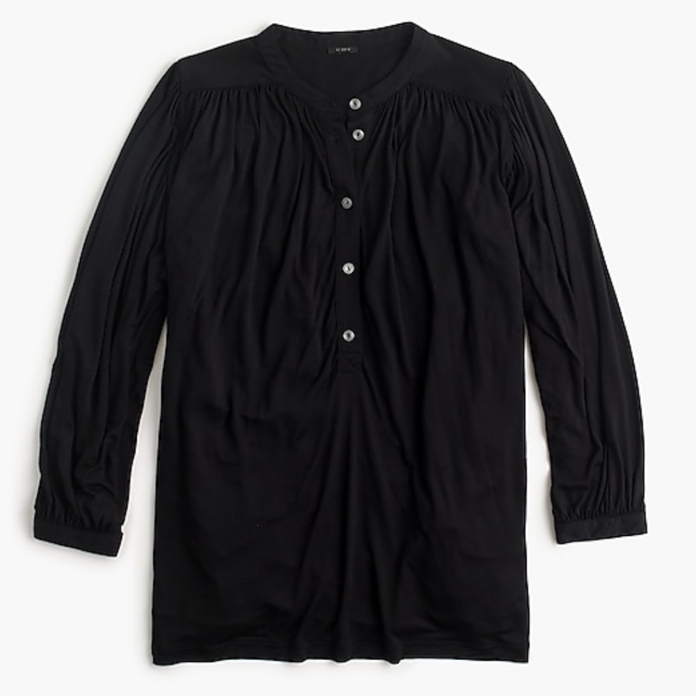 J. Crew Drapey Popover Shirt modal with gathered details 3/4 sleeves